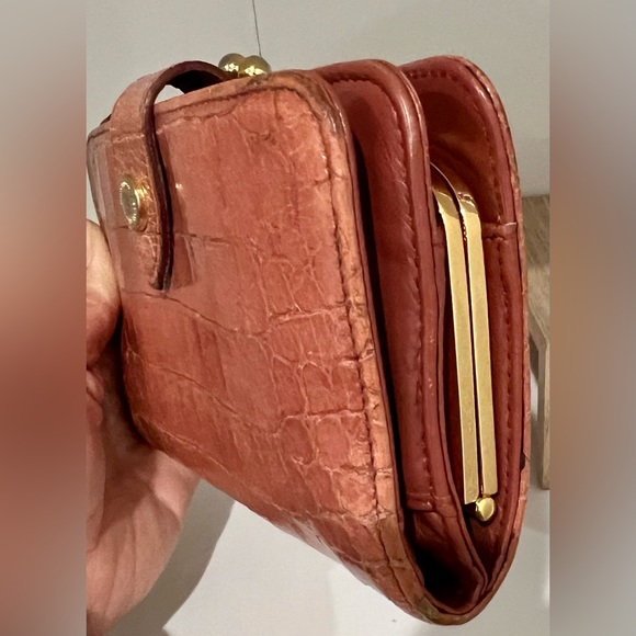 Miu Miu Embossed Crocodile Leather Double Sided Wallet in Pink - Picture 7 of 12